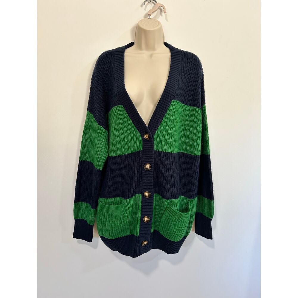 La Ligne for Target Oversized Rugby Rugby Cardigan Medium Navy Green